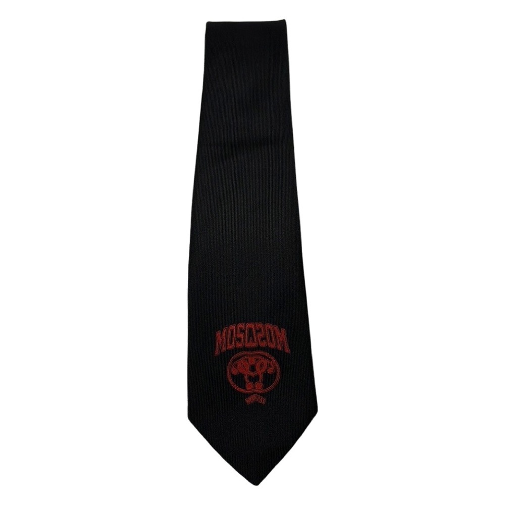 Moschino MOS Black Red Silk Tie Jeremy Scott